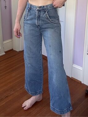 Vintage Route 66 Wide-Leg Blue Jeans